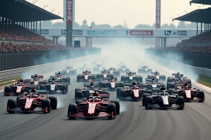 Course de motorsport avec voitures en action sur piste asphalt