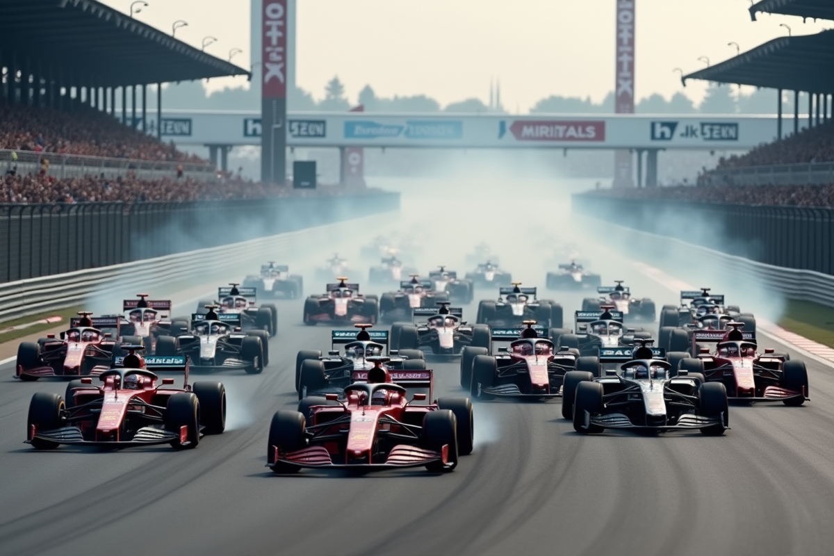 Course de motorsport avec voitures en action sur piste asphalt