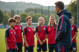 Jeunes joueurs de football en groupe lors d'un entraînement