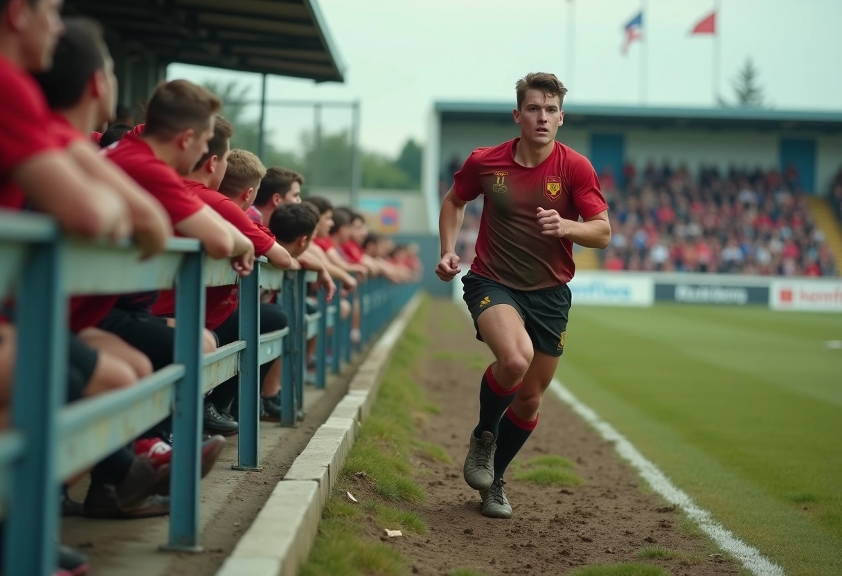 Jeune joueur de rugby courant avec le ballon