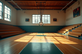 Jeu de basketball vintage dans un vieux gymnase
