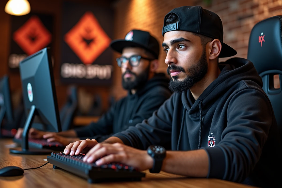 Jeune homme nord-africain concentré devant son écran gaming
